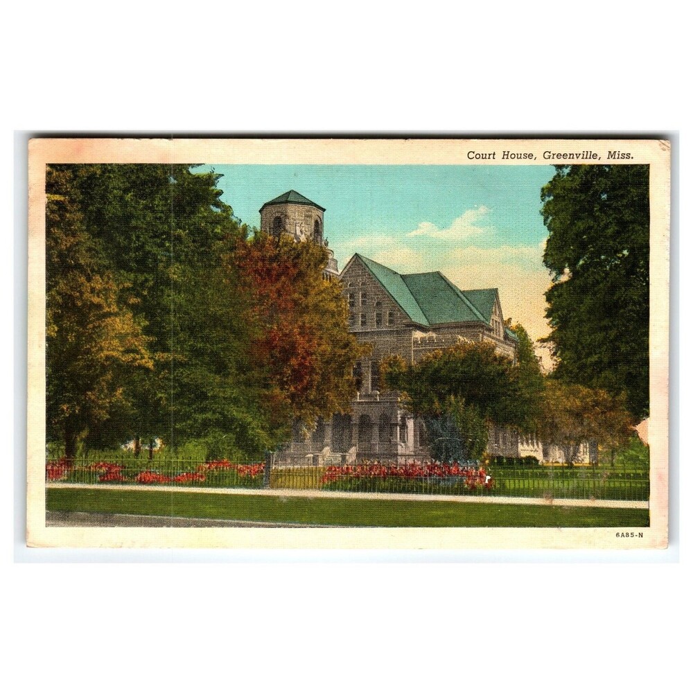 Greenville, Miss. Court House 1942 Linen Postcard Curteich Mississippi